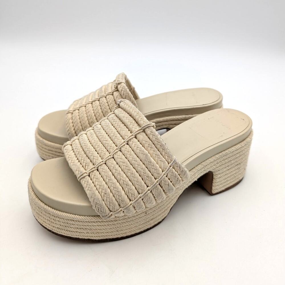 Vince Margo Cord Platform Sandals Open Toe Women's Marble Cream Size US6M EU36